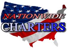 Nationwide Charters Logo which is a picture of the US Flag in the shape of the United States with the words Nationwide Charters over it