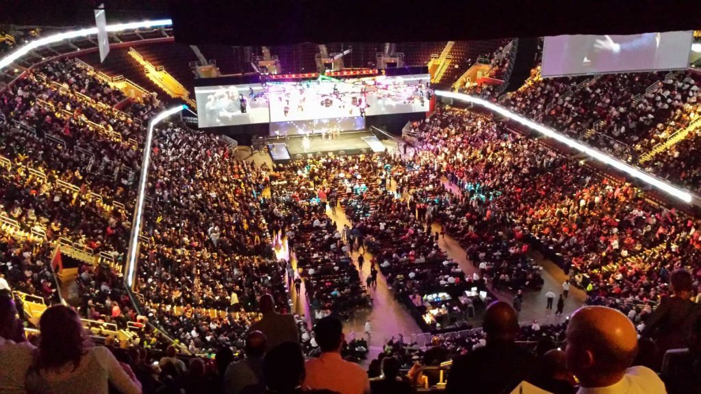 A convention event inside of a stadium